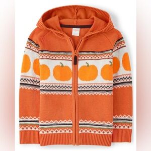 Gymboree Unisex Pumpkin Fairisle Zip Up Hoodie - pumpkin - Orange Freckle 5T